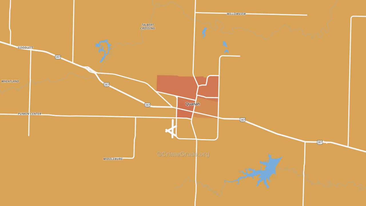 Quanah, TX Map of Vandalism Rates