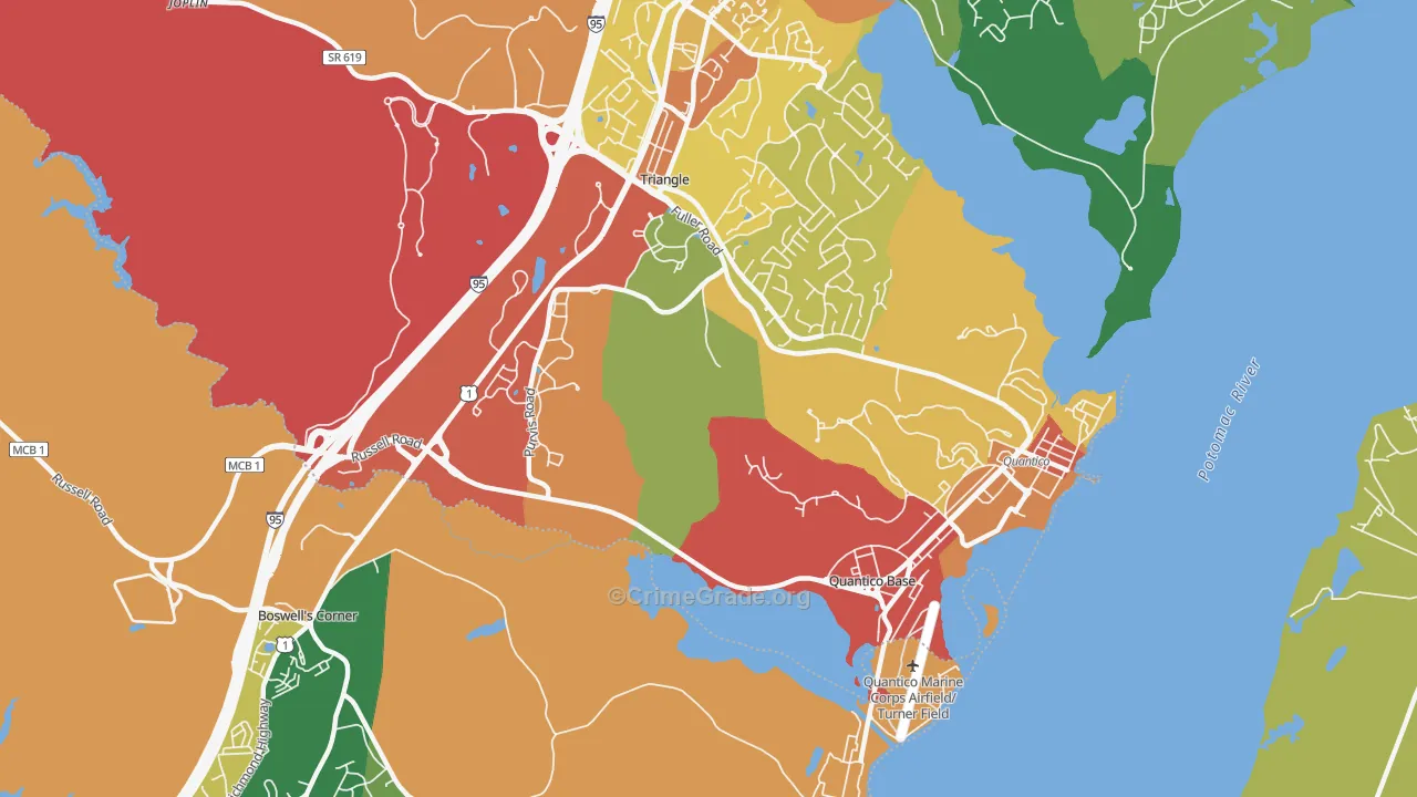 Quantico Base, VA Map of Vandalism Rates
