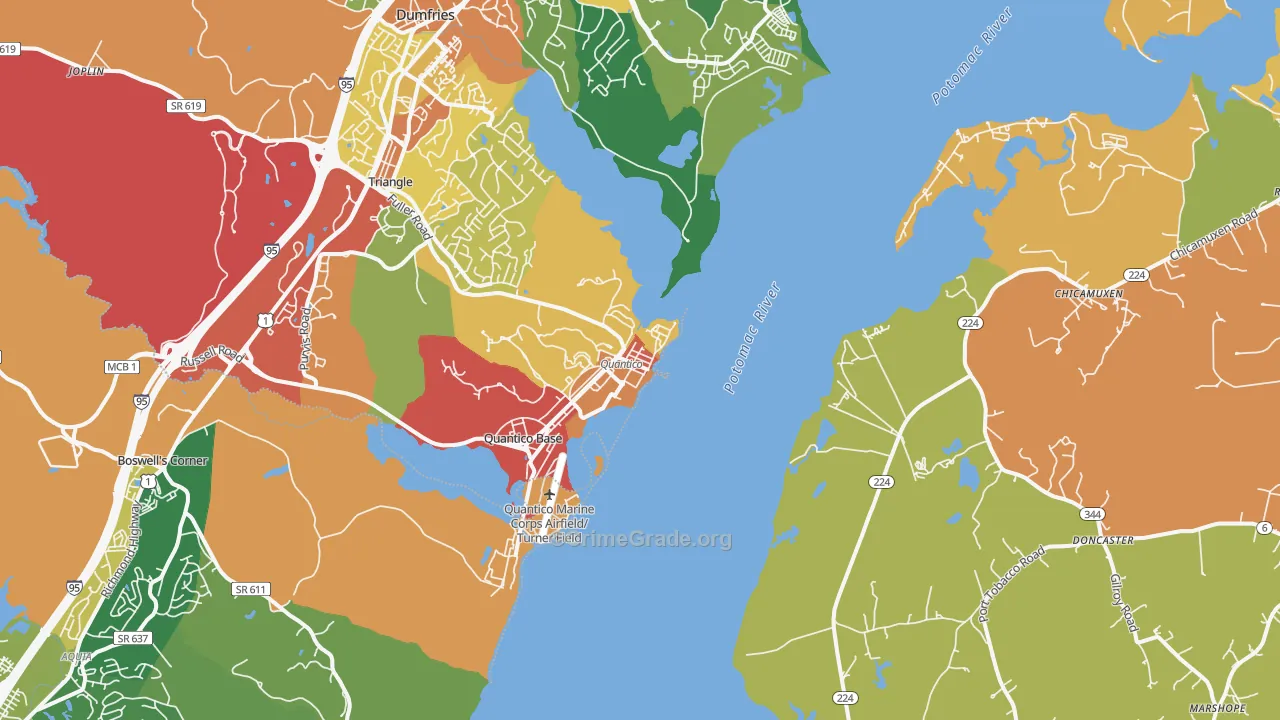 Quantico, VA Map of Vandalism Rates