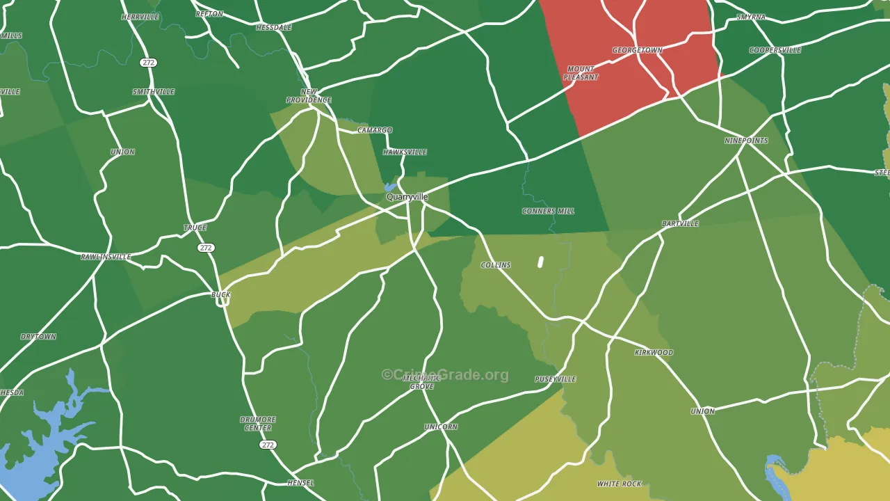 Quarryville, PA Map of Vandalism Rates