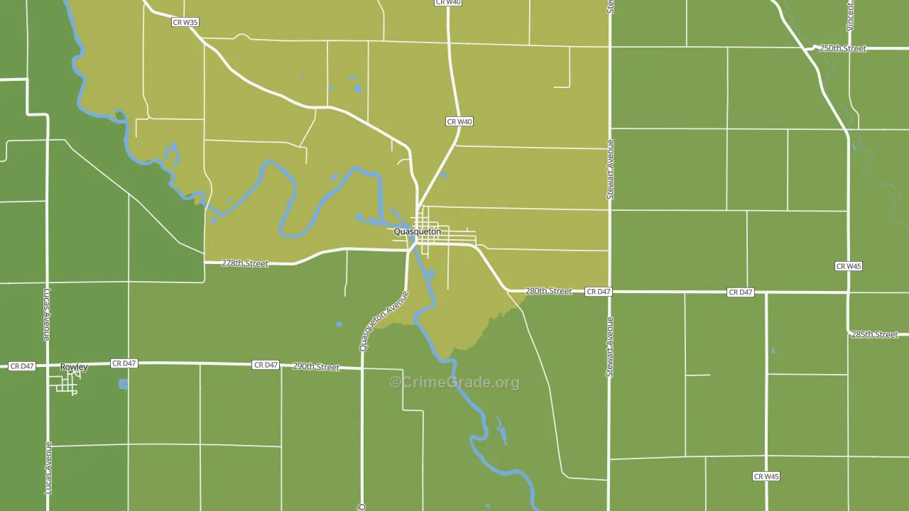 Quasqueton, IA Map of Vandalism Rates