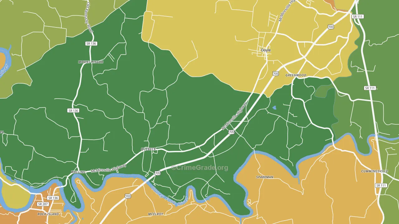 Quebeck, TN Map of Vandalism Rates