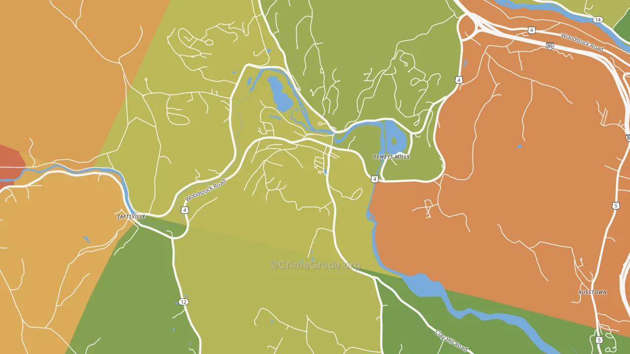 Quechee, VT Map of Vandalism Rates