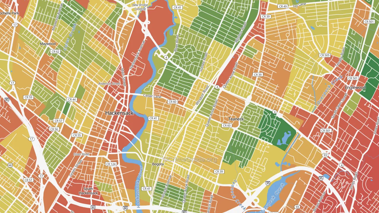 Queen Anne Park, Teaneck, NJ Map of Vandalism Rates