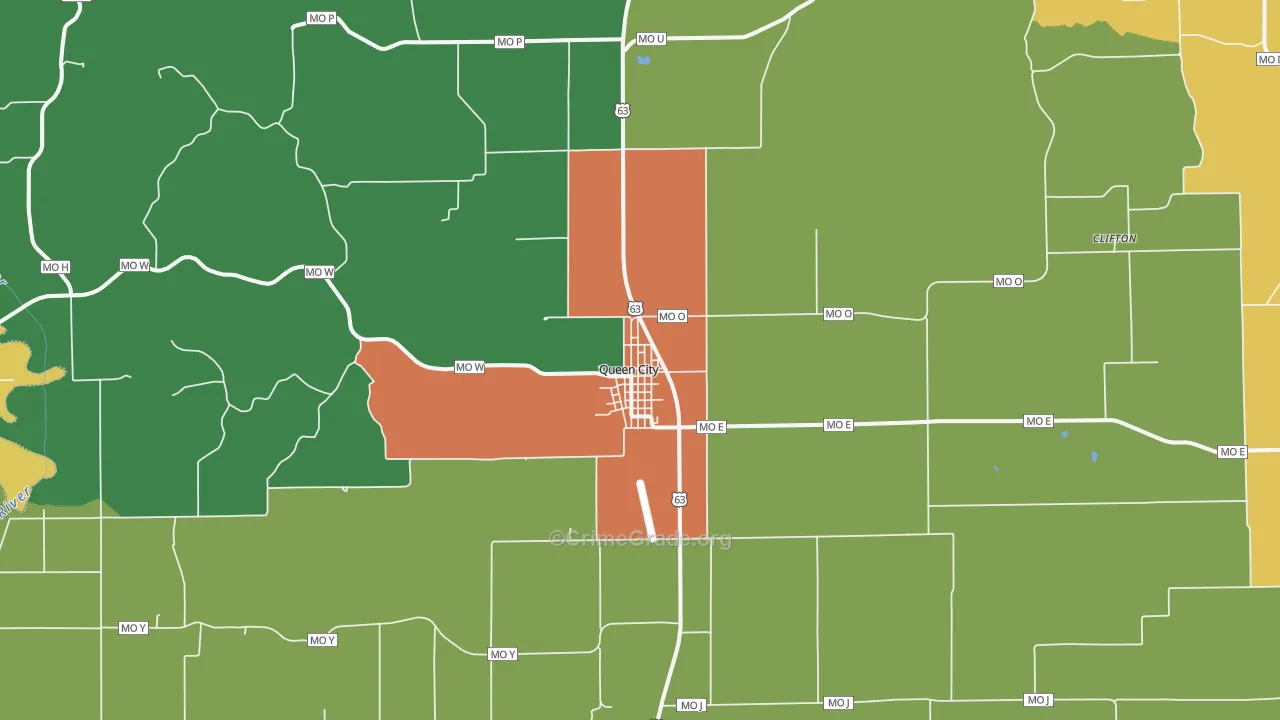 Queen City, MO Map of Vandalism Rates