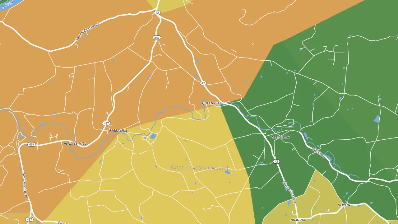 Queen City, PA Map of Vandalism Rates