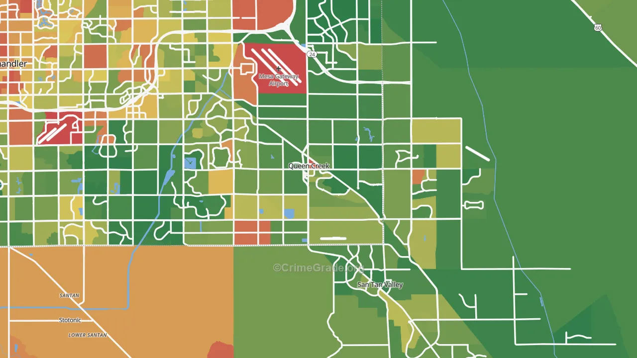 Queen Creek, AZ Map of Vandalism Rates