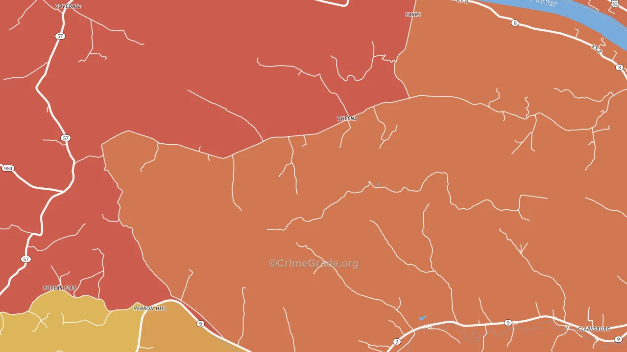 Queens, KY Map of Vandalism Rates
