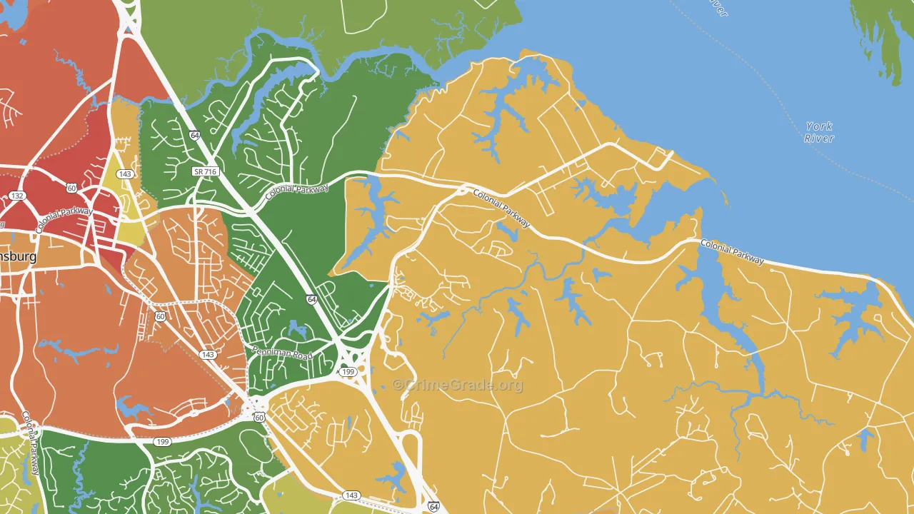 Queens Lake, VA Map of Vandalism Rates