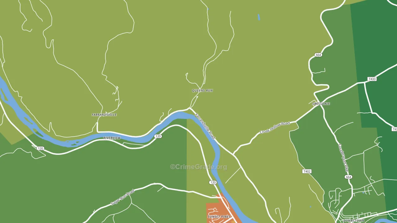 Queens Run, PA Map of Vandalism Rates