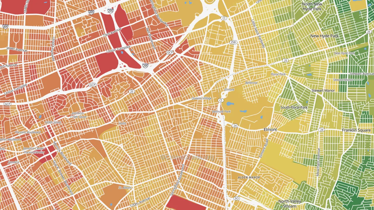 Queens Village, Queens, NY Map of Vandalism Rates