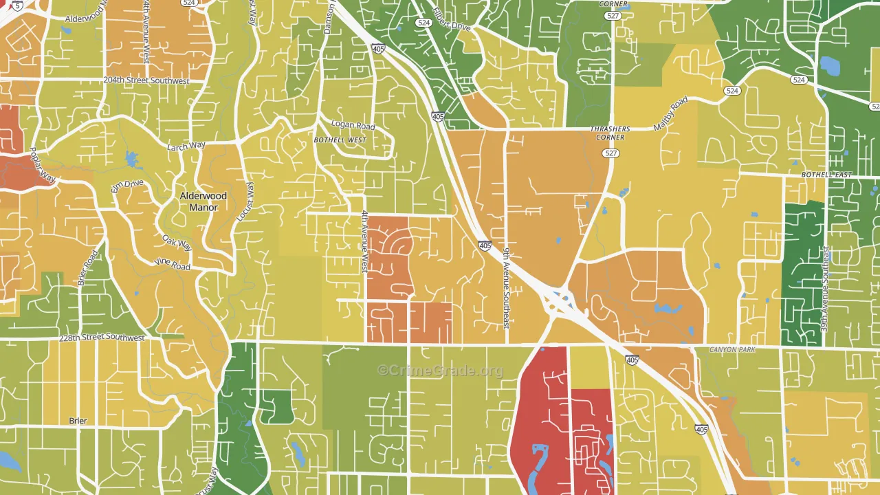 Queensboro-Brentwood-Crystal Spgs, Bothell, WA Map of Vandalism Rates