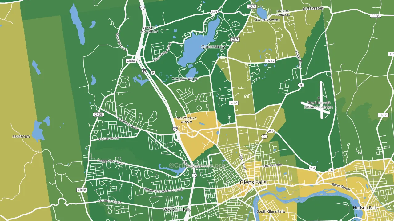 Queensbury, NY Map of Vandalism Rates