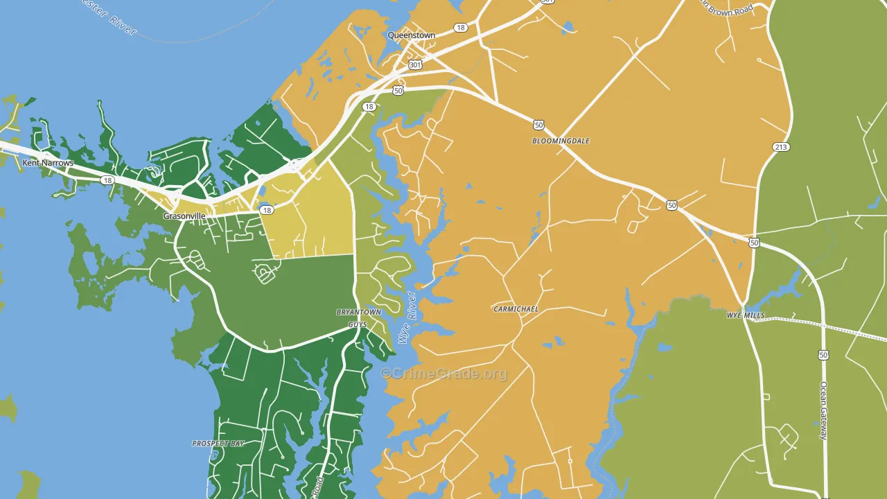 Queenstown, MD Map of Vandalism Rates