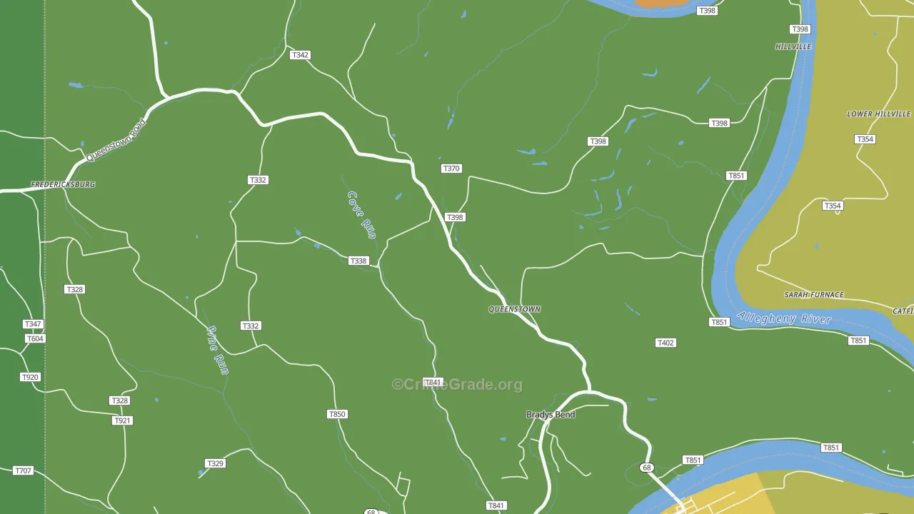 Queenstown, PA Map of Vandalism Rates