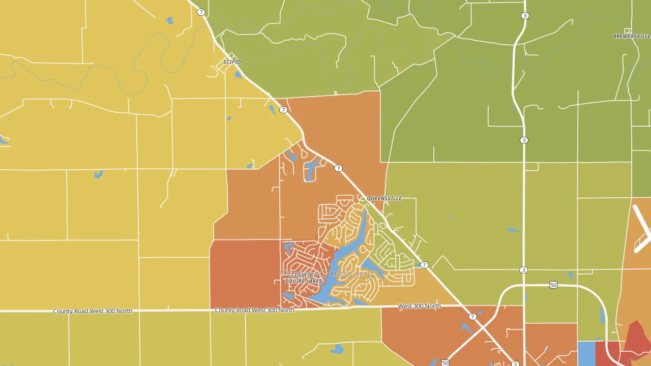Queensville, IN Map of Vandalism Rates