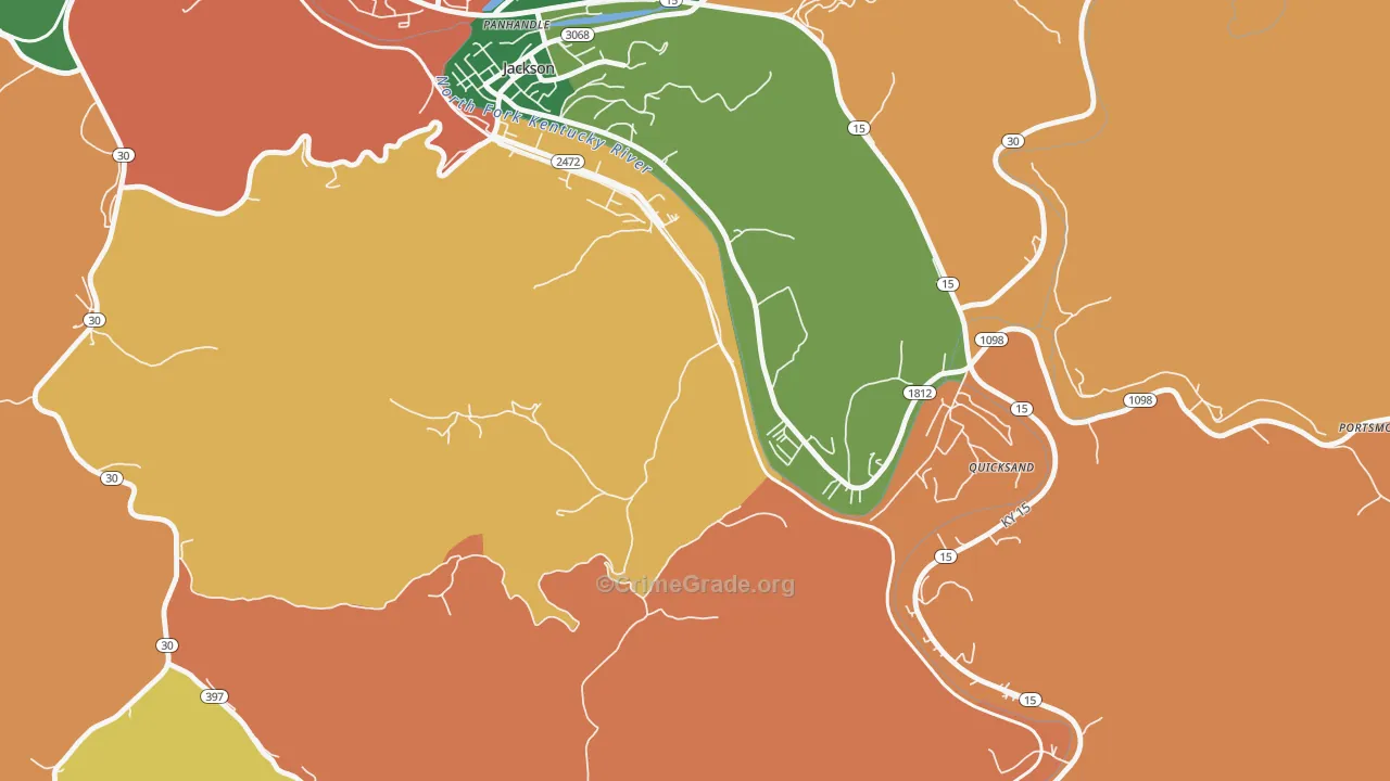 Quicksand, KY Map of Vandalism Rates