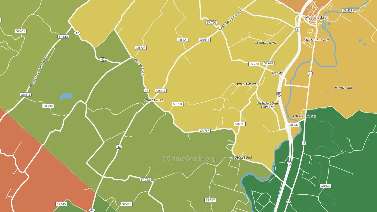 Quicksburg, VA Map of Vandalism Rates