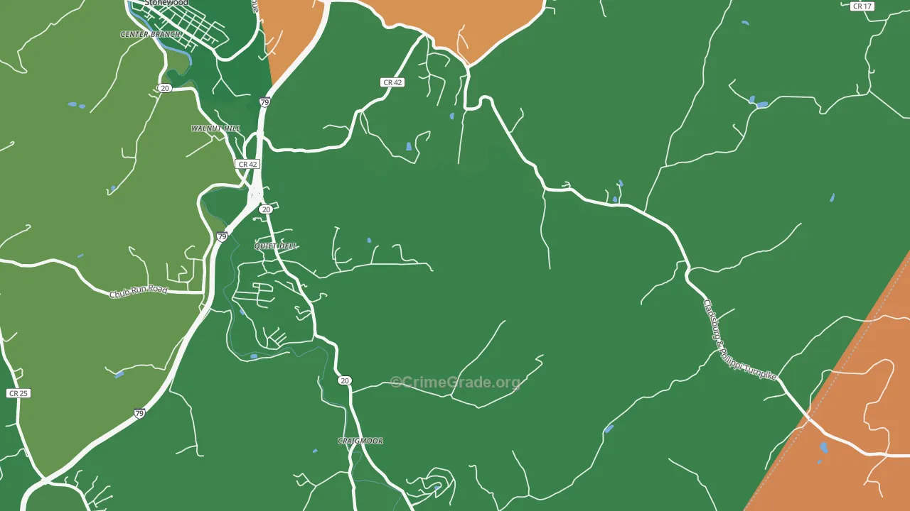 Quiet Dell, WV Map of Vandalism Rates