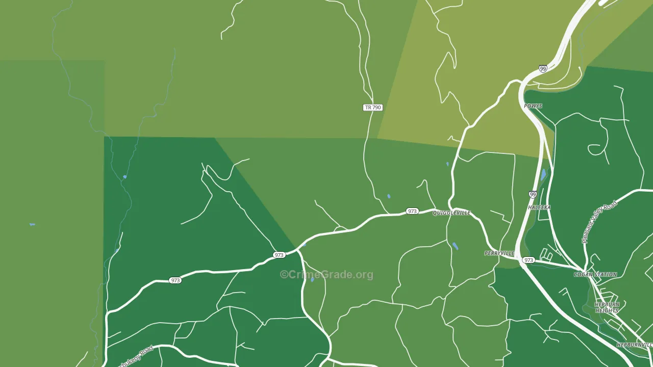 Quiggleville, PA Map of Vandalism Rates