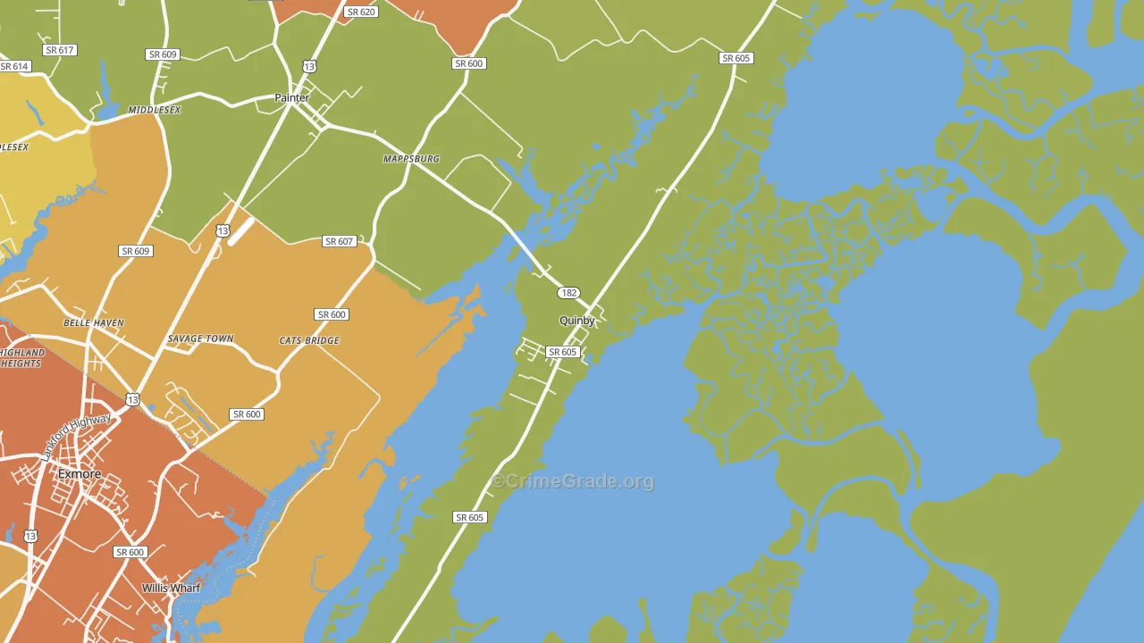 Quinby, VA Map of Vandalism Rates