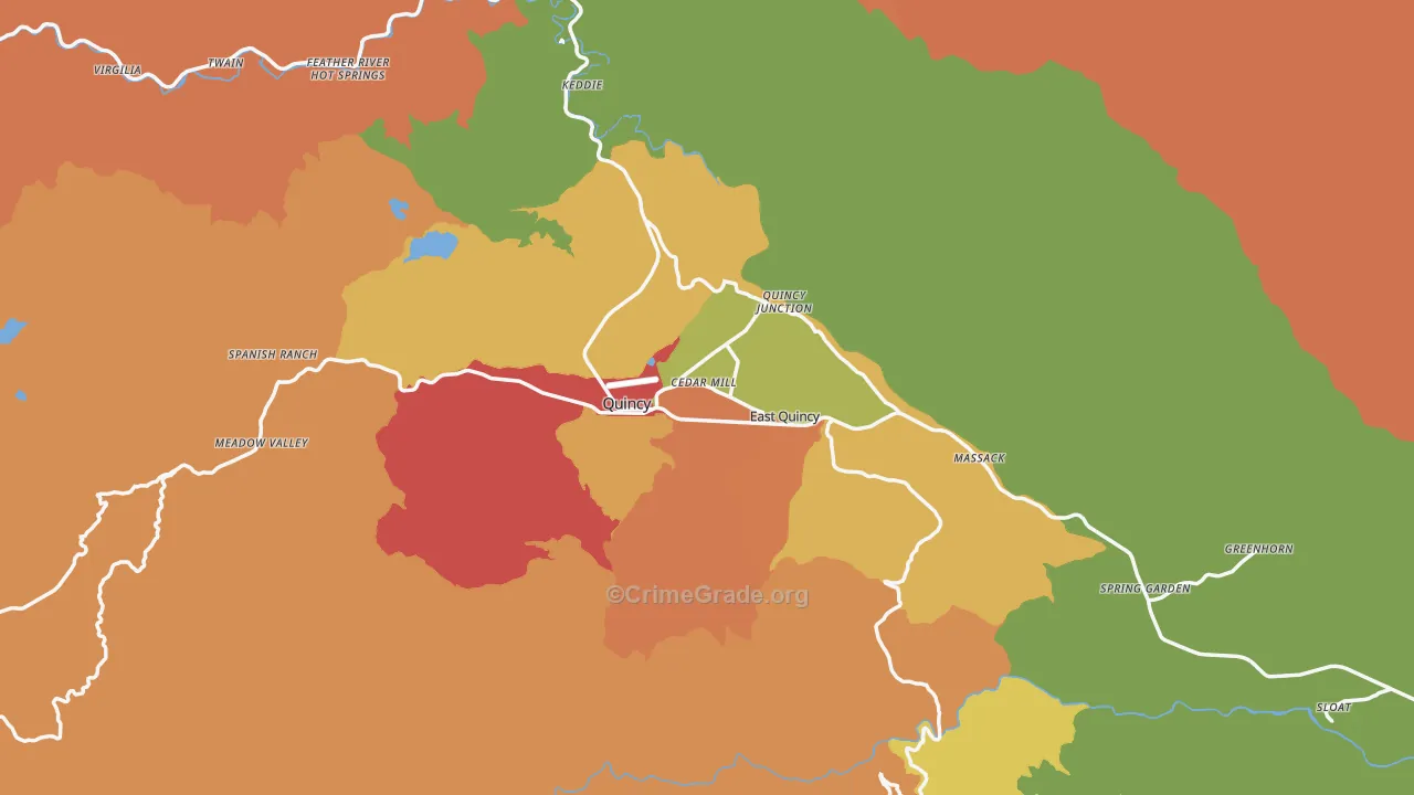 Quincy, CA Map of Vandalism Rates
