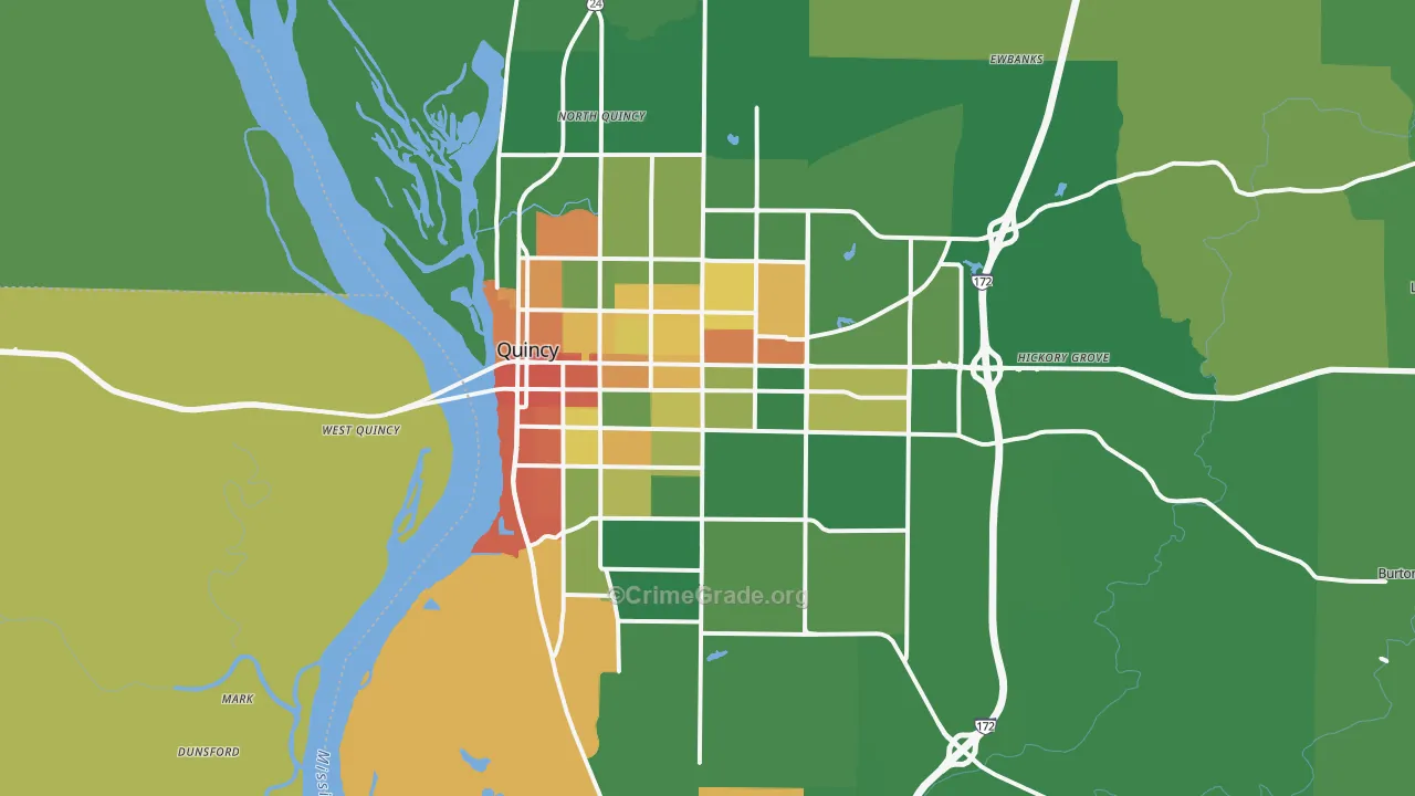 Quincy, IL Map of Vandalism Rates
