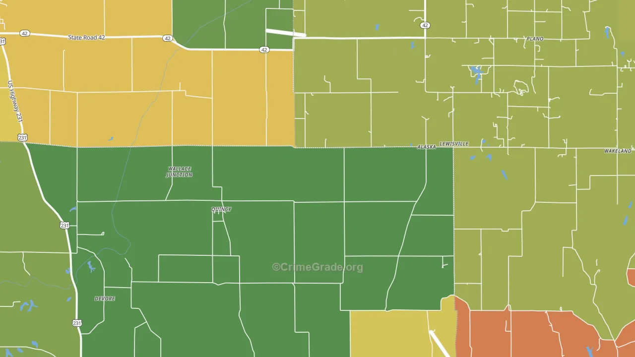 Quincy, IN Map of Vandalism Rates