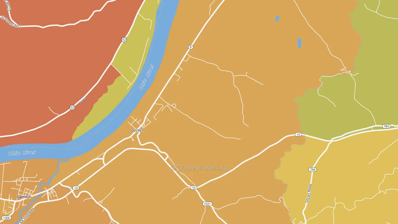 Quincy, KY Map of Vandalism Rates