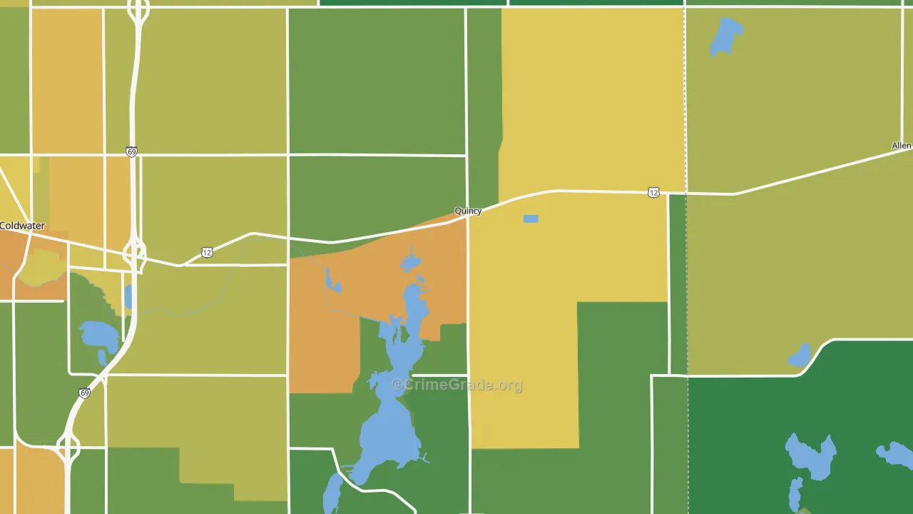 Quincy, MI Map of Vandalism Rates