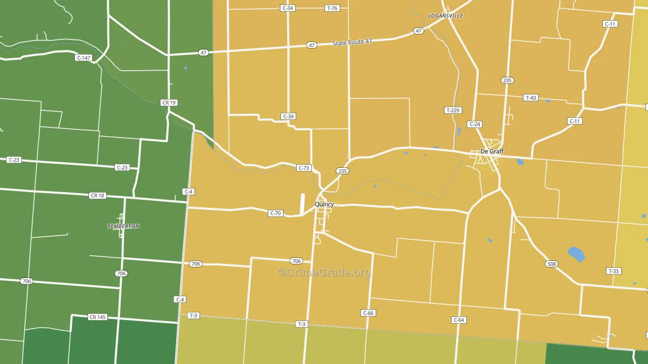 Quincy, OH Map of Vandalism Rates