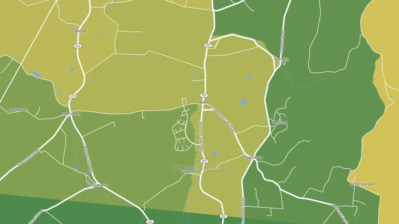 Quincy, PA Map of Vandalism Rates