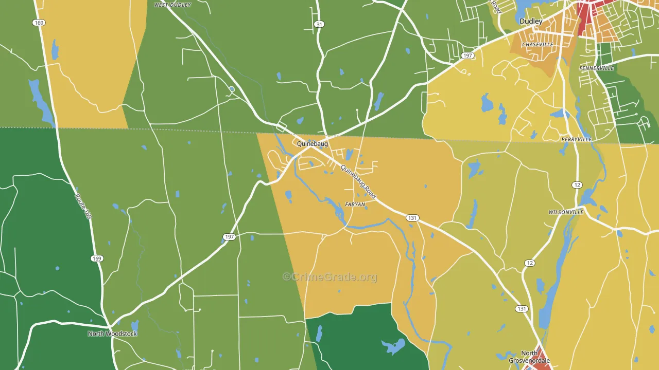 Quinebaug, CT Map of Vandalism Rates