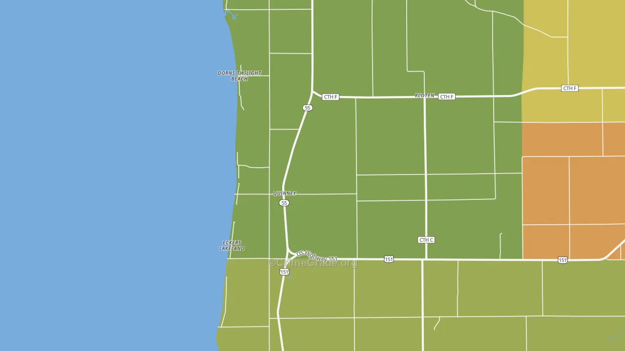 Quinney, WI Map of Vandalism Rates