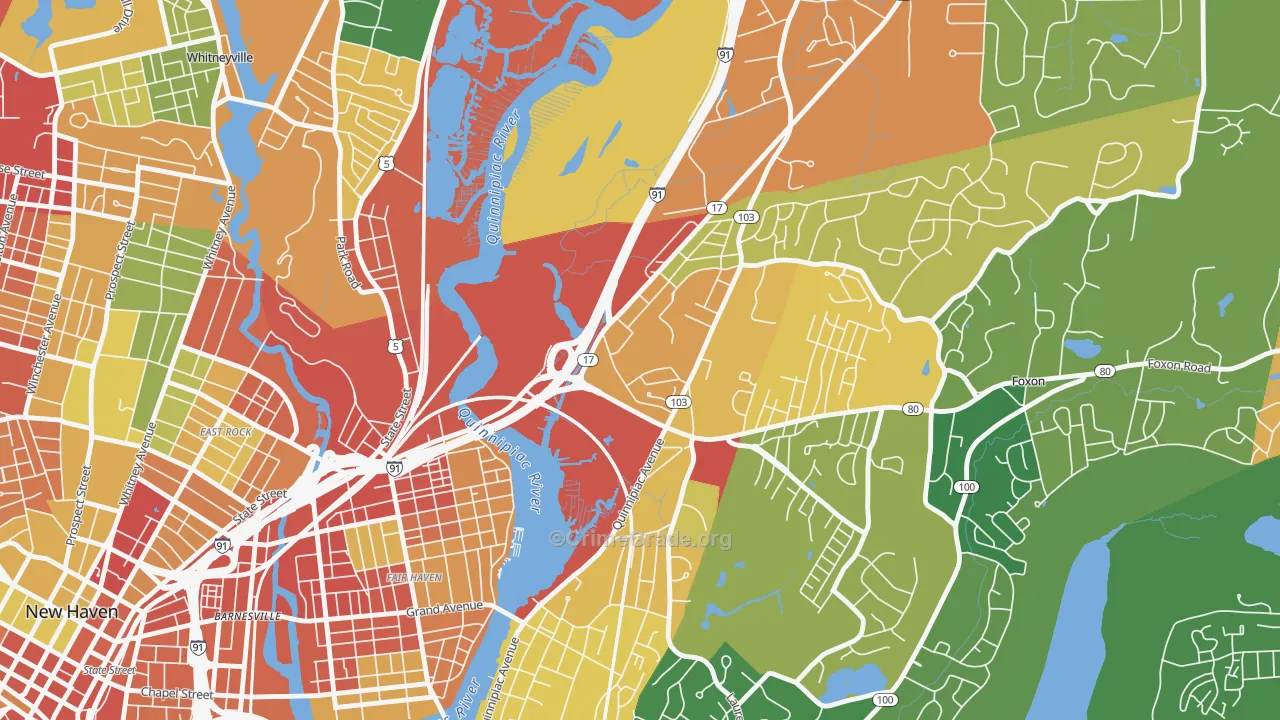 Quinnipiac Meadows, New Haven, CT Map of Vandalism Rates