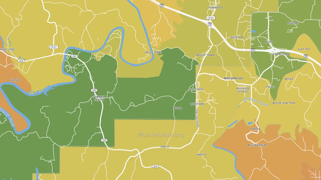 Quinton, AL Map of Vandalism Rates