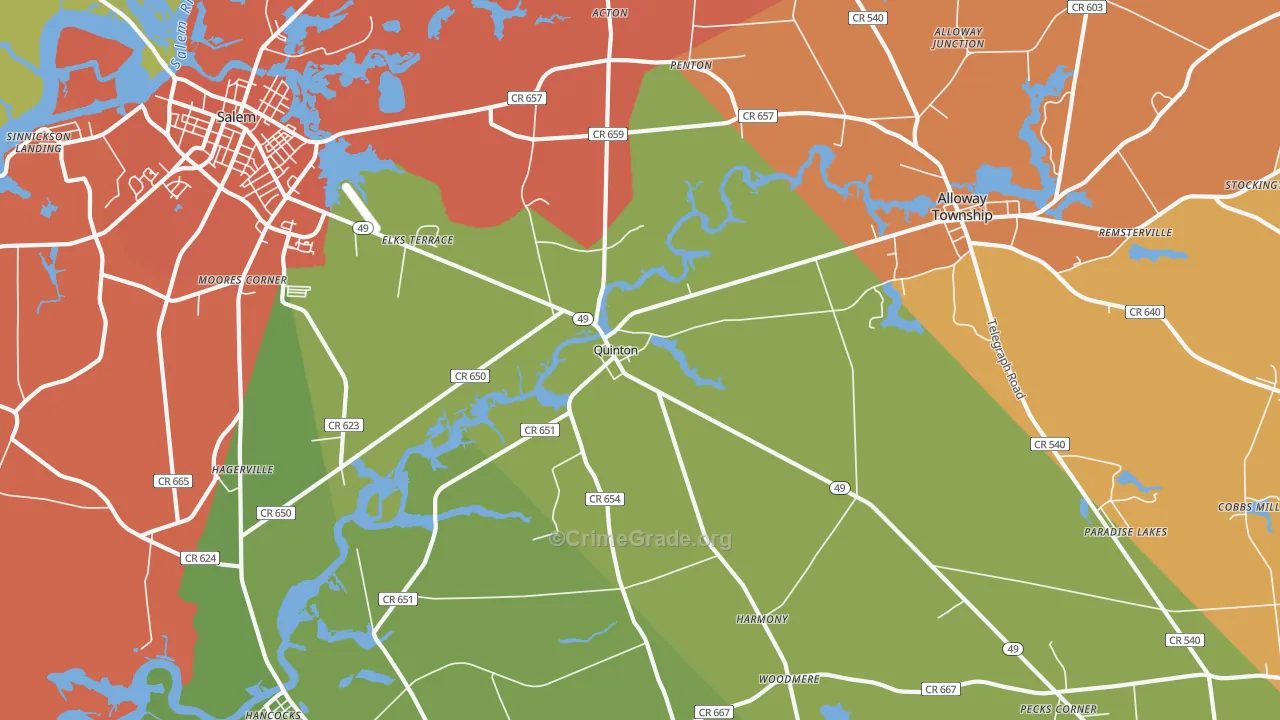 Quinton, NJ Map of Vandalism Rates