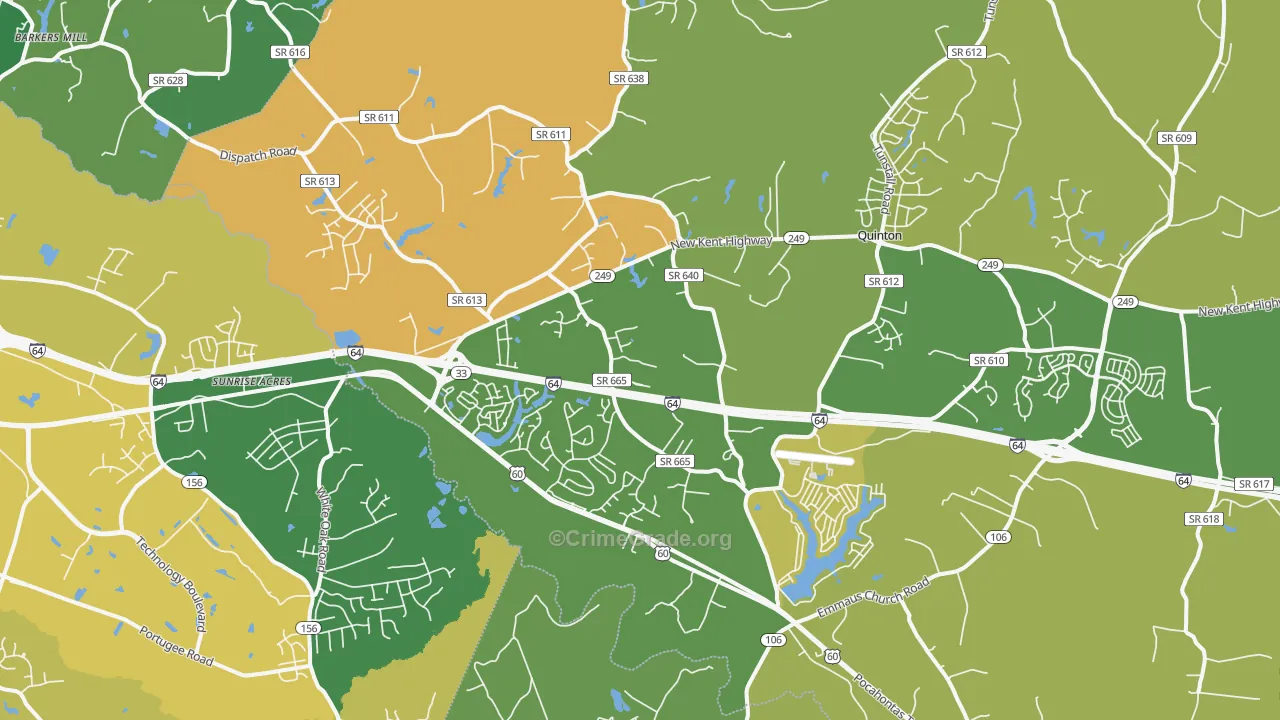 Quinton, VA Map of Vandalism Rates