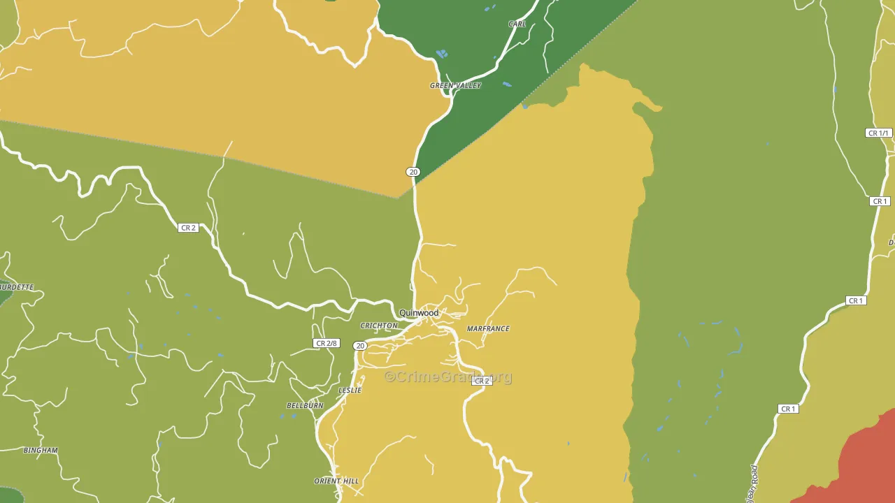 Quinwood, WV Map of Vandalism Rates