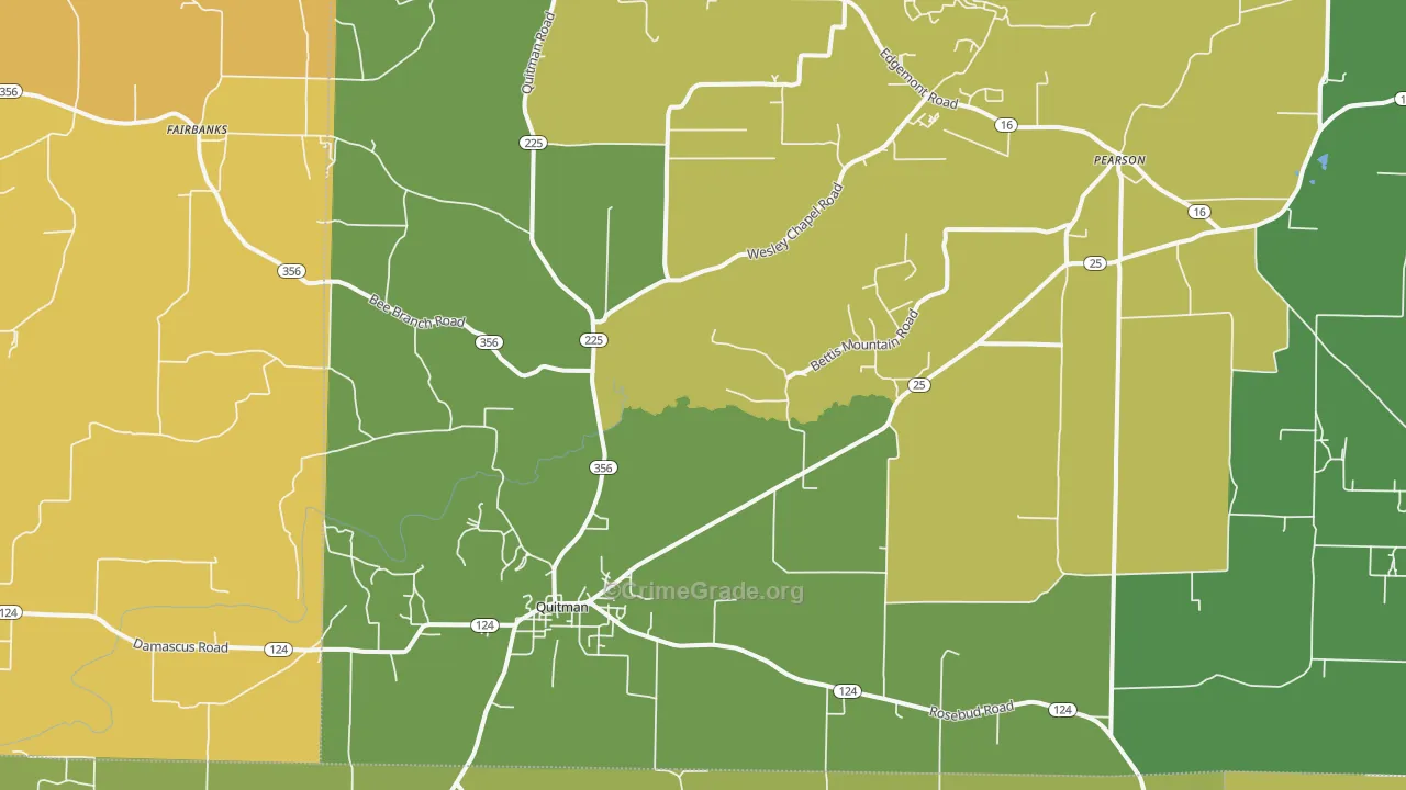 Quitman, AR Map of Vandalism Rates