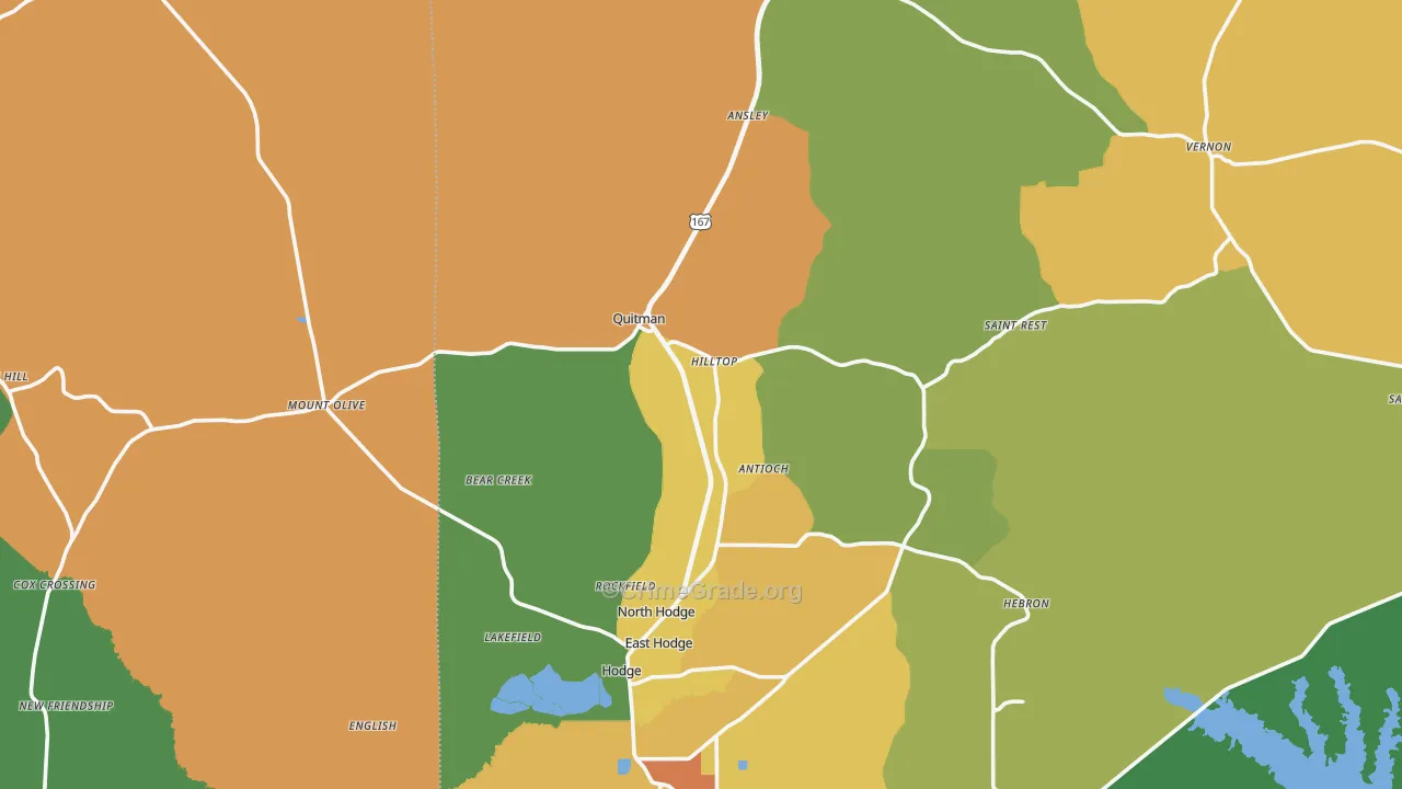 Quitman, LA Map of Vandalism Rates