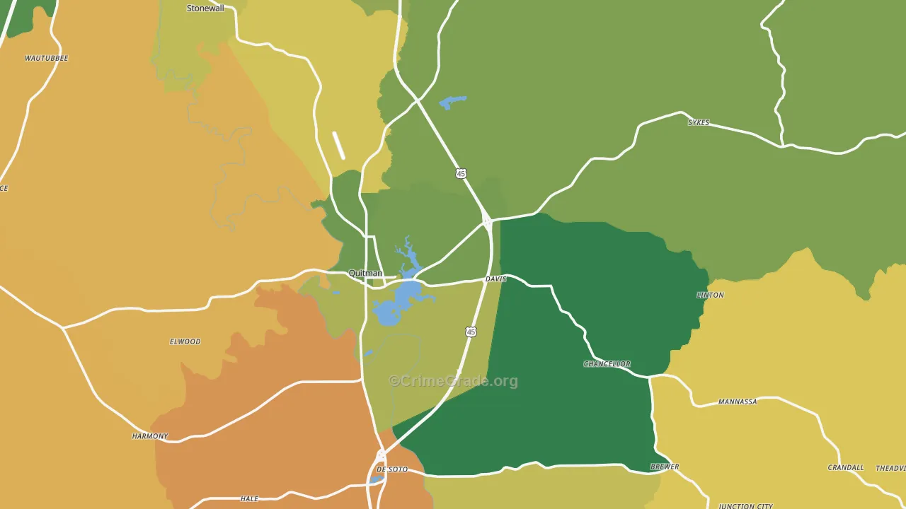 Quitman, MS Map of Vandalism Rates