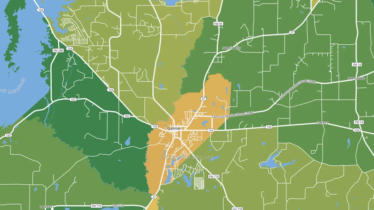 Quitman, TX Map of Vandalism Rates