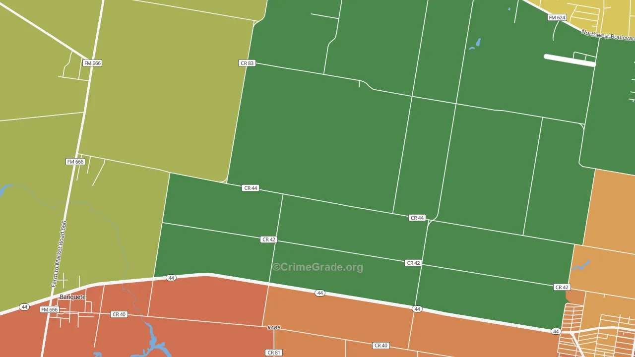 Rabb, TX Map of Vandalism Rates