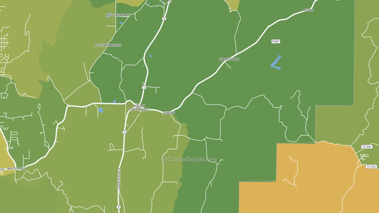 Rabbittown, AL Map of Vandalism Rates