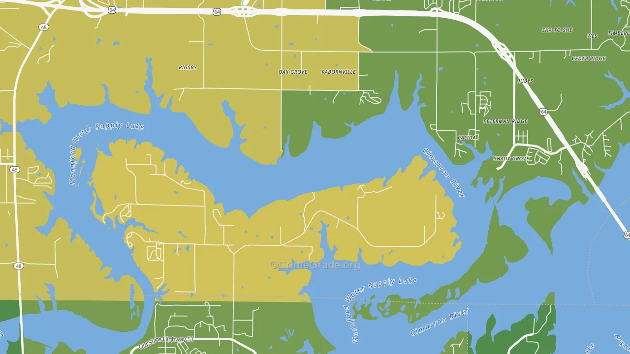 Rabornville, OK Map of Vandalism Rates