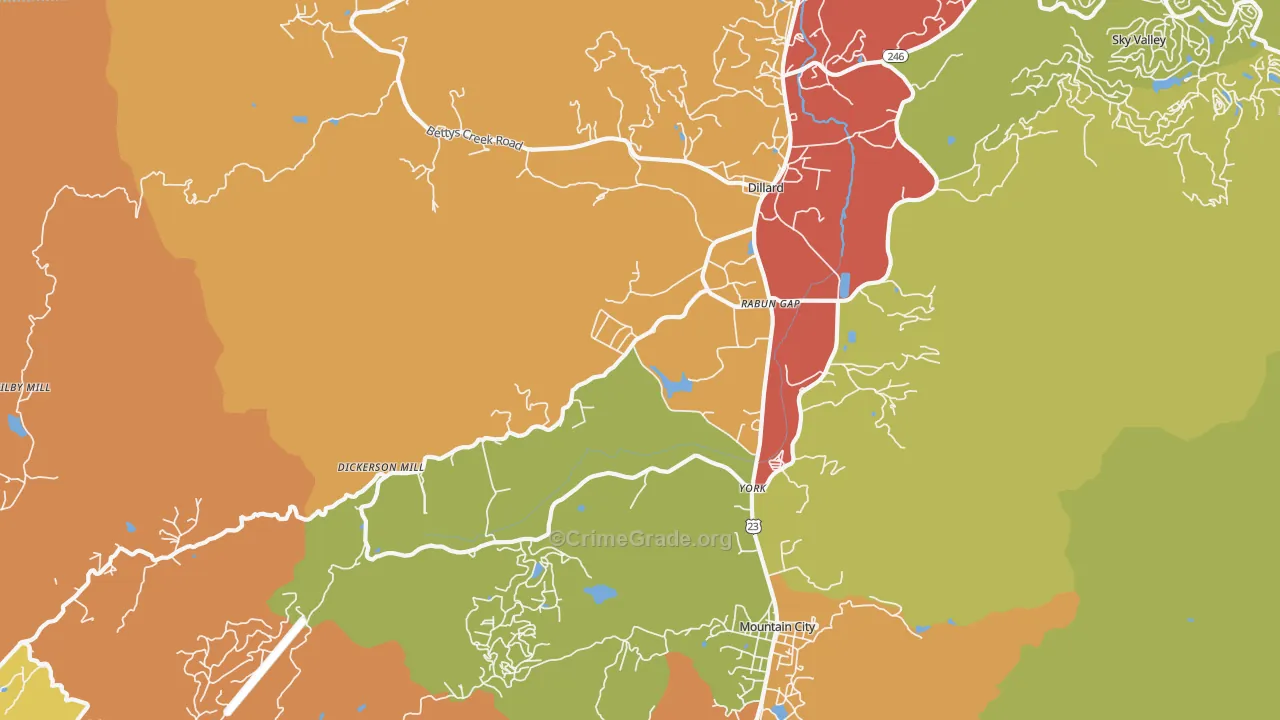 Rabun Gap, GA Map of Vandalism Rates