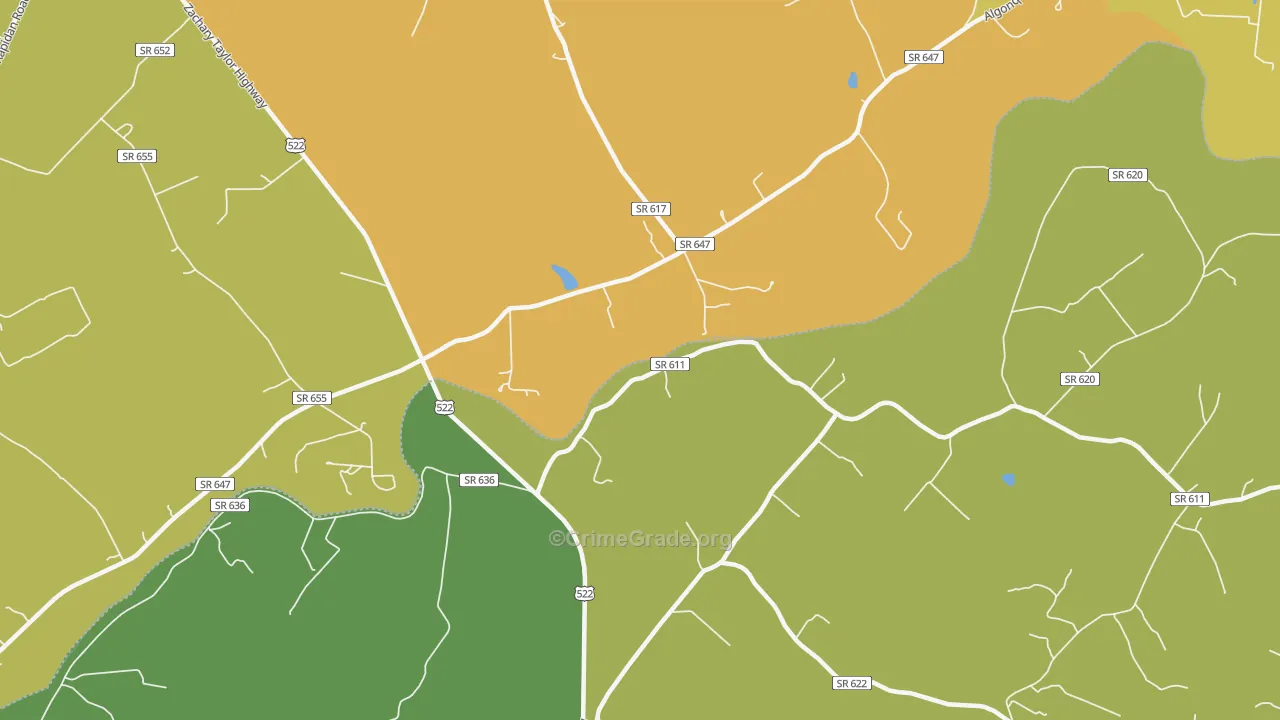 Raccoon Ford, VA Map of Vandalism Rates