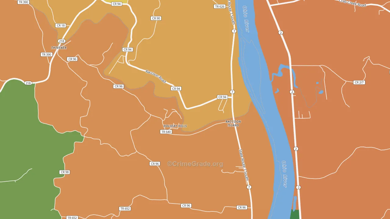 Raccoon Island, OH Map of Vandalism Rates