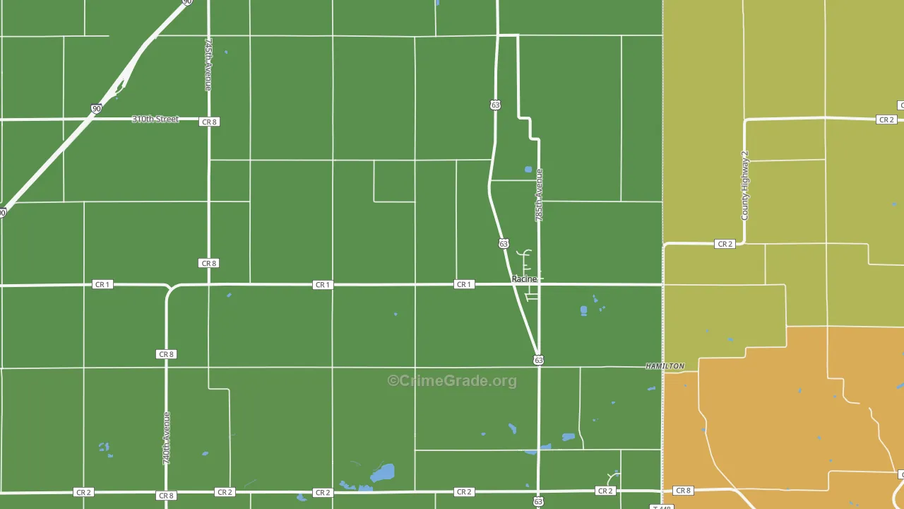 Racine, MN Map of Vandalism Rates